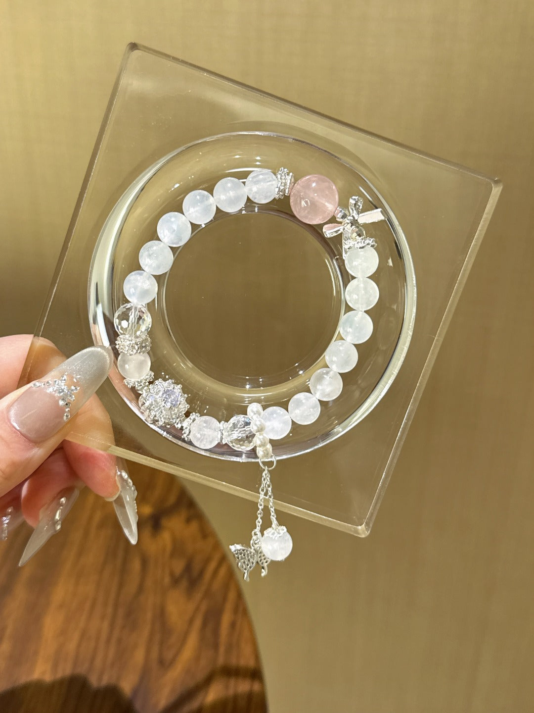 ▫️▪️ Blue moonlight pink quartz bracelet